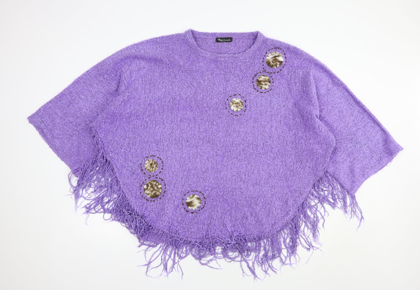 Mechoyie Womens Purple Crew Neck  Acrylic Pullover Jumper Size L