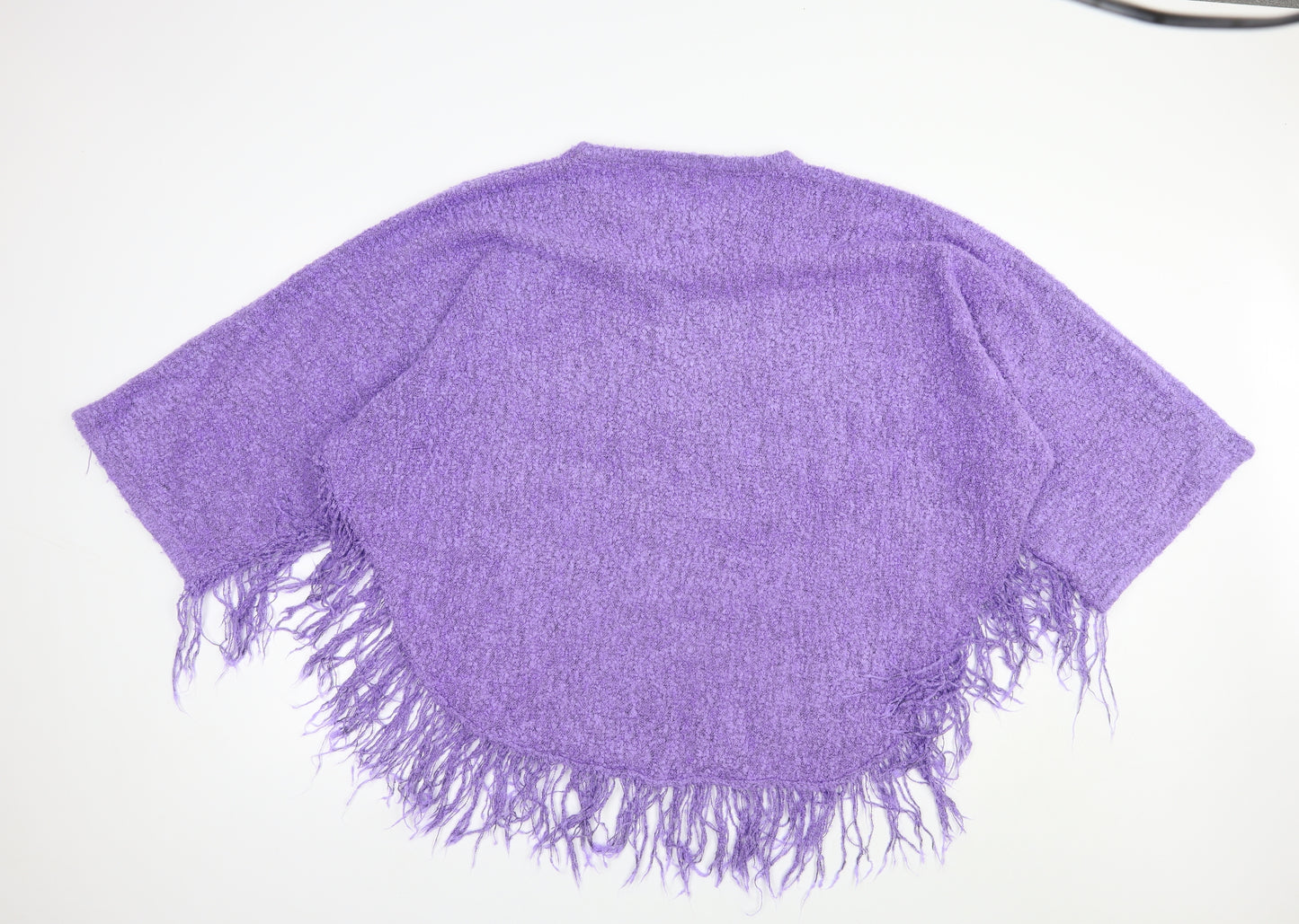 Mechoyie Womens Purple Crew Neck  Acrylic Pullover Jumper Size L