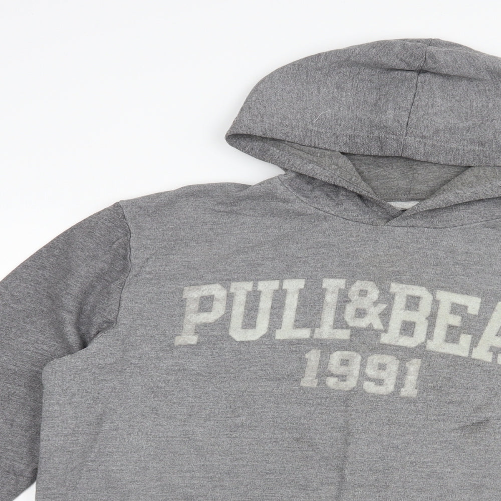 Pull&Bear Womens Grey  Cotton Pullover Hoodie Size L  Pullover