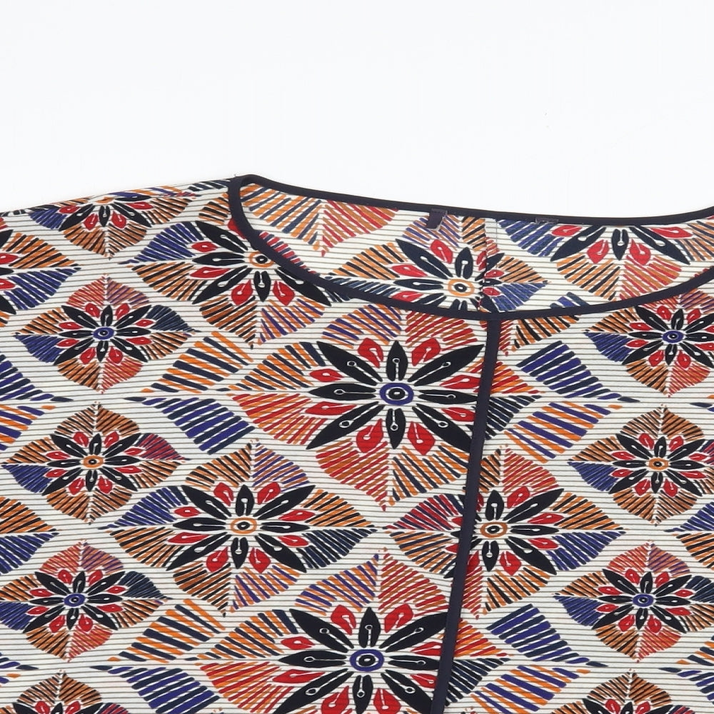 Preworn Womens Multicoloured Floral Polyester Basic Blouse Size L Boat Neck