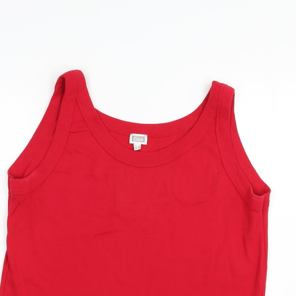 Etam Womens Red  Cotton Basic Tank Size 20 Boat Neck