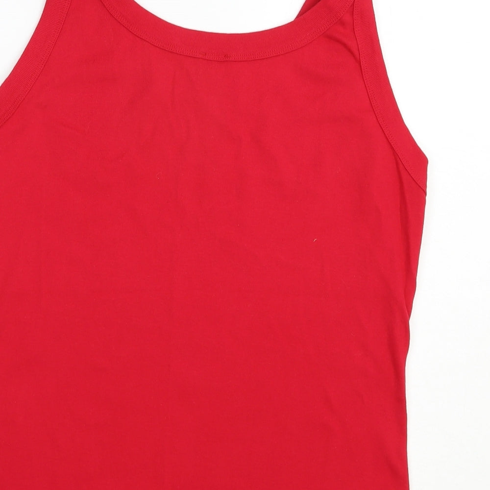 Etam Womens Red  Cotton Basic Tank Size 20 Boat Neck