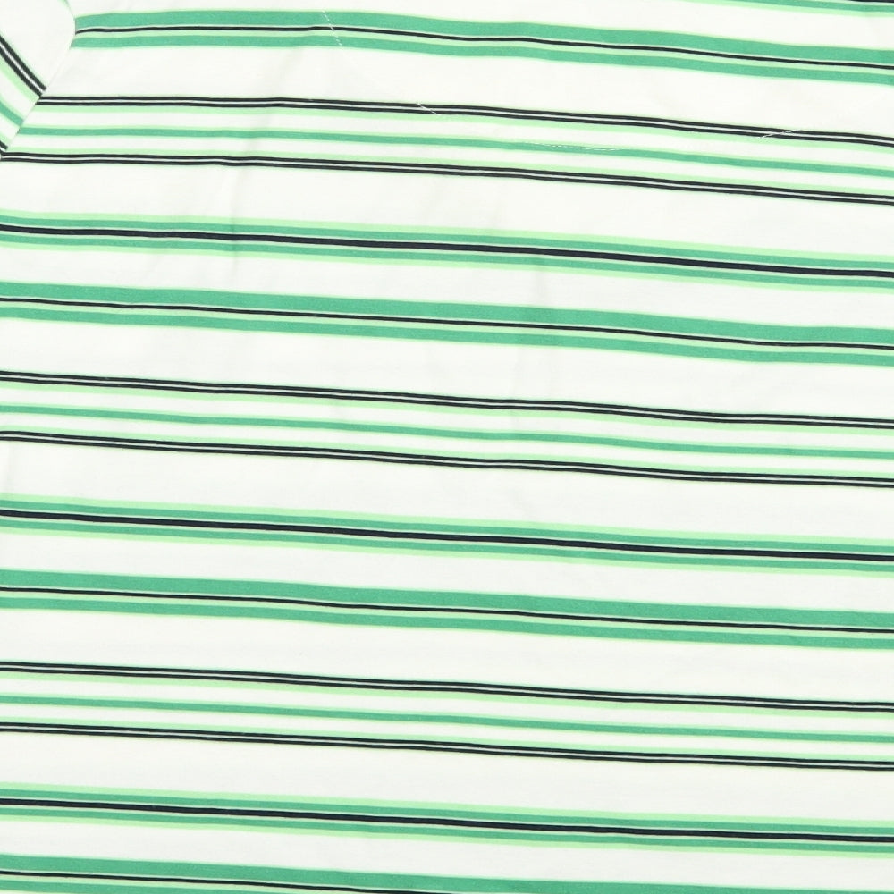 DASH Womens White Striped Cotton Basic T-Shirt Size 20 V-Neck
