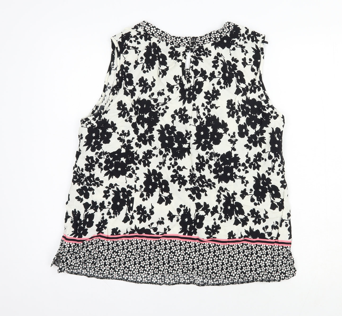 Wallis Womens White Floral Viscose Basic Blouse Size 18 Boat Neck