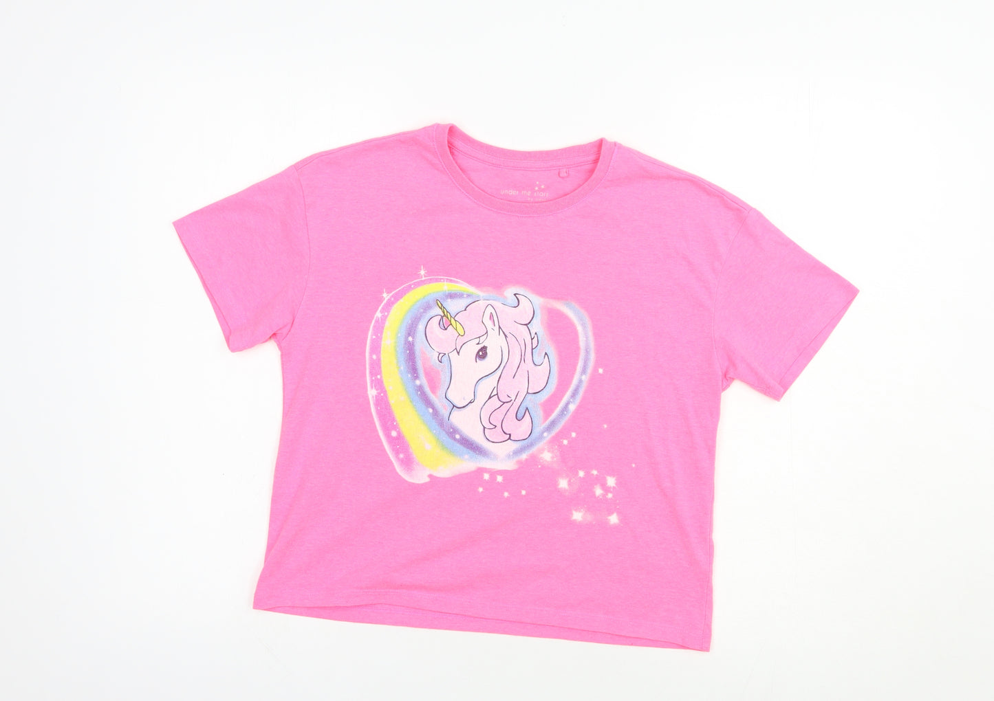NEXT Girls Pink  Polyester Pullover T-Shirt Size 9 Years Crew Neck Pullover - Unicorn