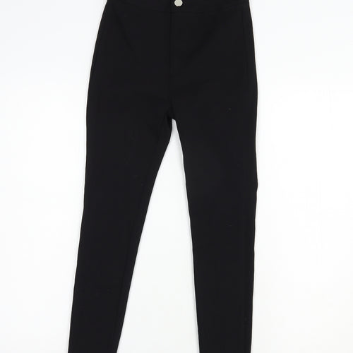 SheIn Womens Black  Viscose Capri Trousers Size XS L23 in Regular Button
