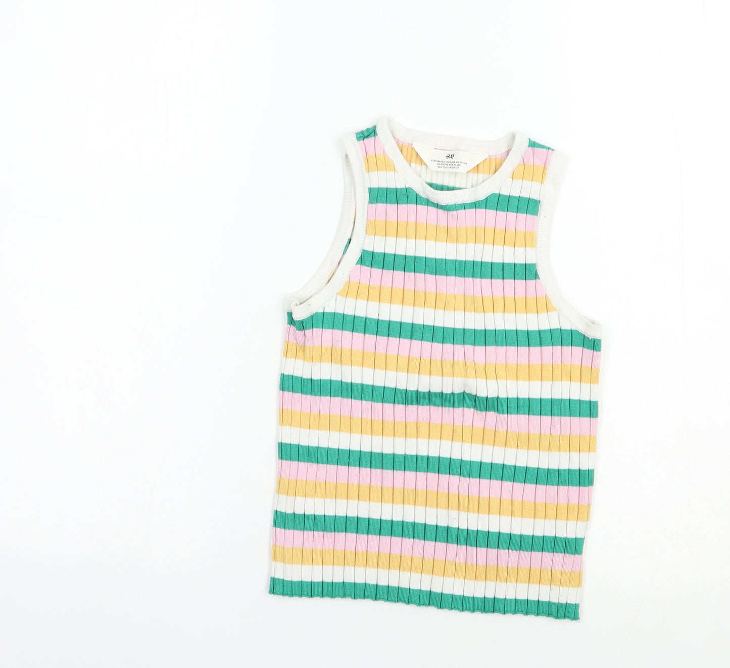 H&M Girls Multicoloured Striped Viscose Pullover Tank Size 10-11 Years Crew Neck Pullover