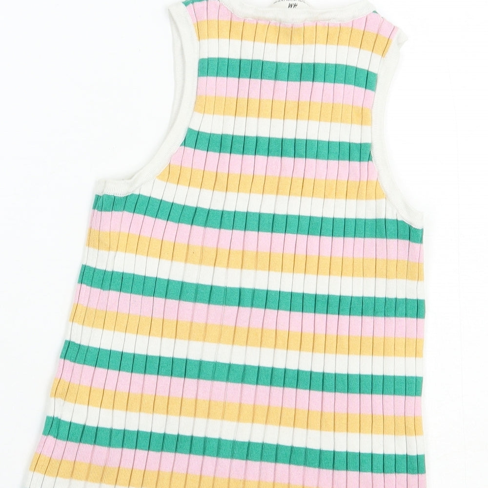 H&M Girls Multicoloured Striped Viscose Pullover Tank Size 10-11 Years Crew Neck Pullover
