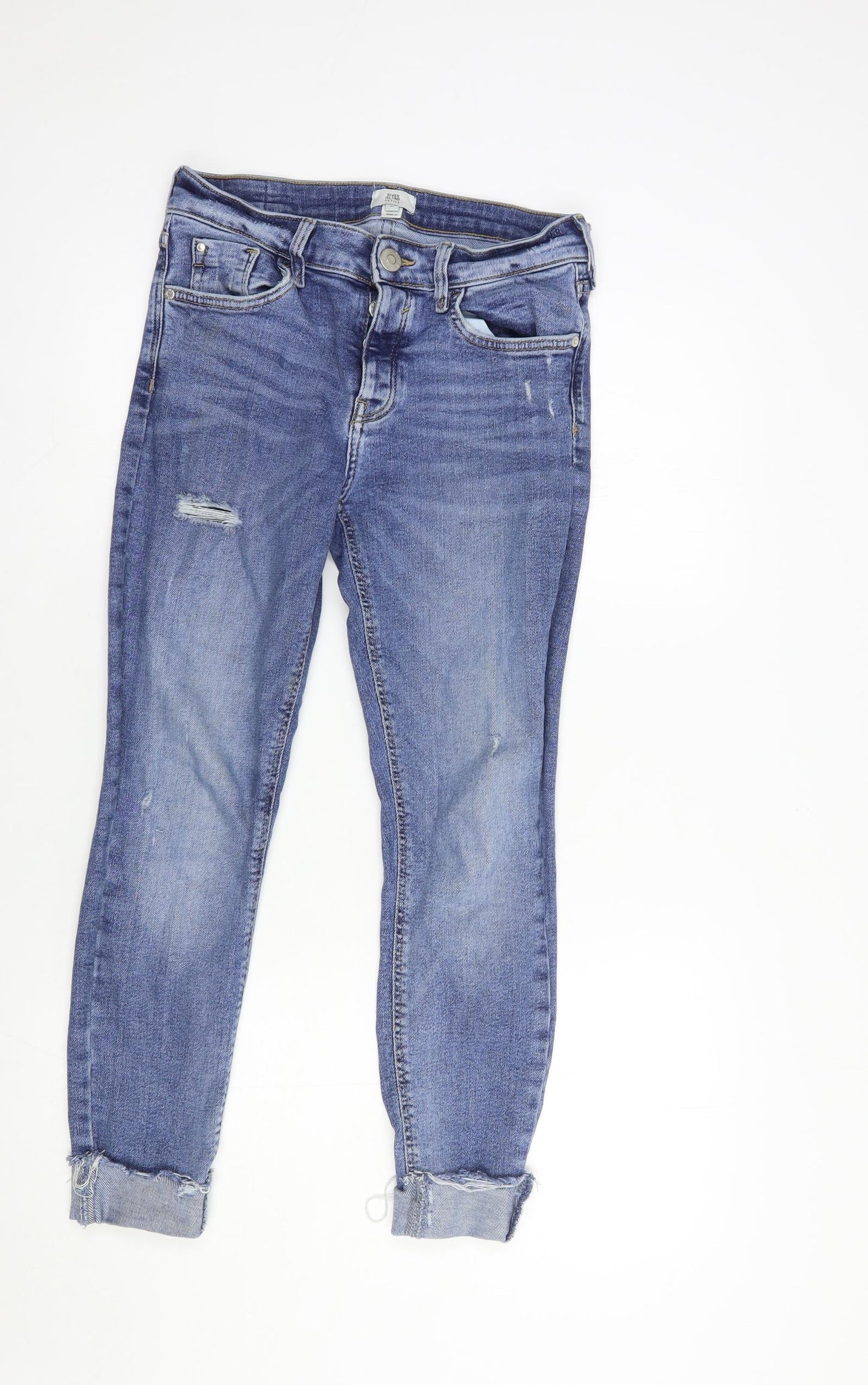 River Island Womens Blue  Cotton Skinny Jeans Size 10 L25 in Regular Button