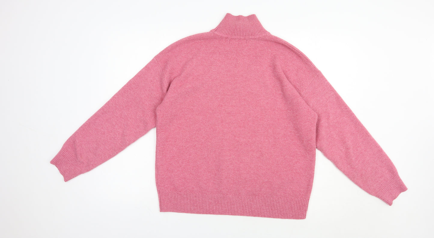 Marks and Spencer Womens Pink High Neck  Polyester Pullover Jumper Size S