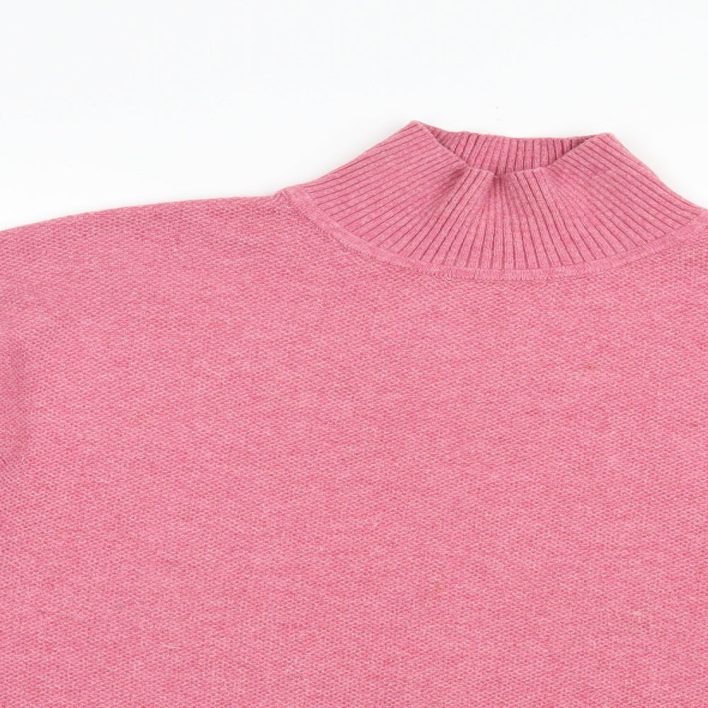 Marks and Spencer Womens Pink High Neck  Polyester Pullover Jumper Size S