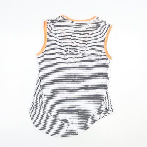 Dunnes Stores Womens White Striped Cotton Basic Tank Size S Scoop Neck
