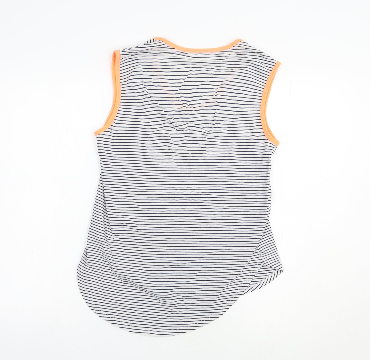Dunnes Stores Womens White Striped Cotton Basic Tank Size S Scoop Neck
