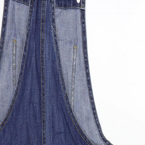 Dunnes Stores Womens Blue  Cotton Pinafore/Dungaree Dress  Size S  Square Neck Button