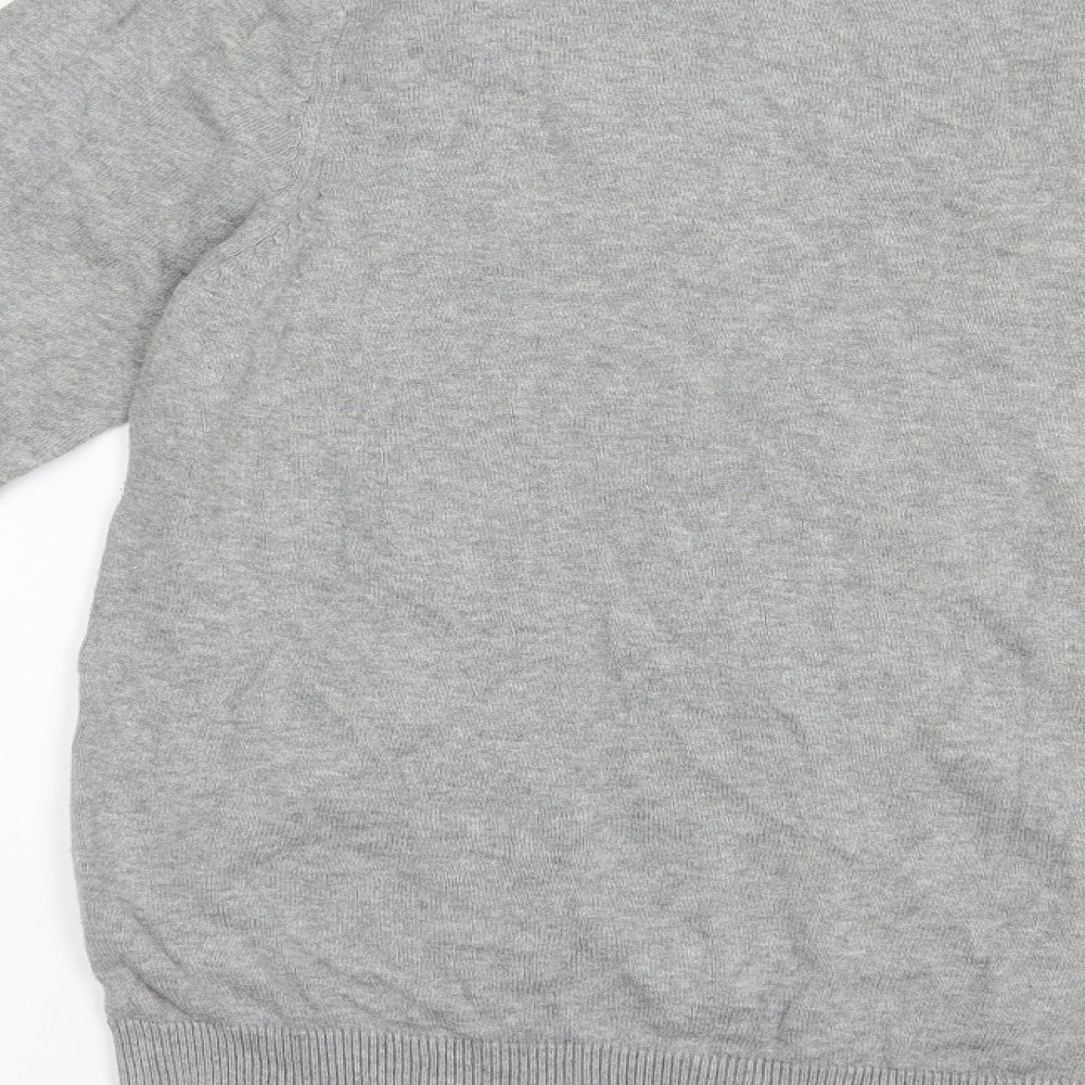 NEXT Mens Grey V-Neck  Cotton Pullover Jumper Size L