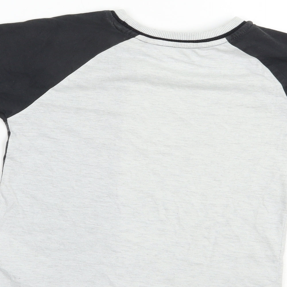 George Boys Grey Colourblock Cotton Basic T-Shirt Size 5-6 Years Crew Neck Pullover