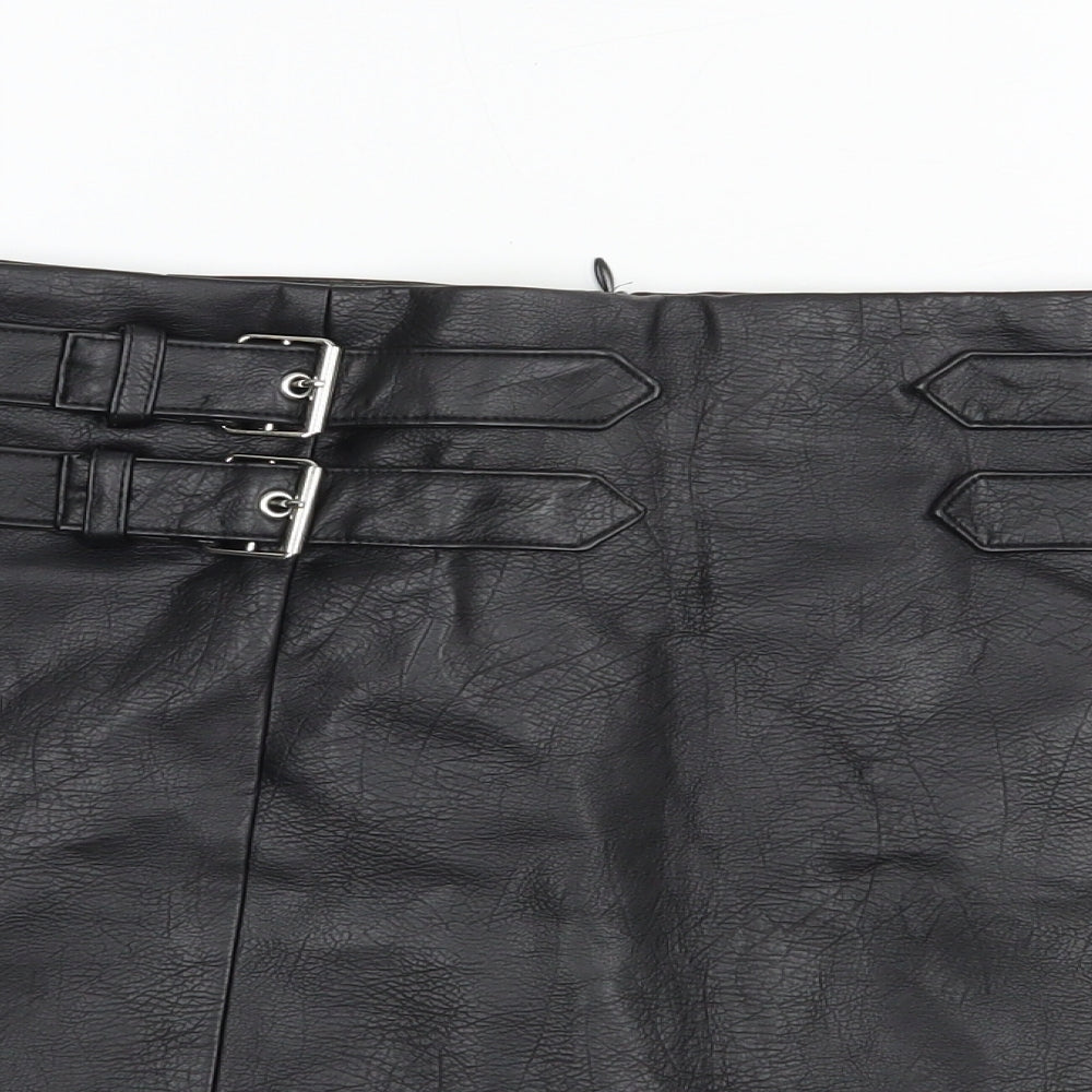 George Womens Black  Polyurethane Mini Skirt Size 12   Zip