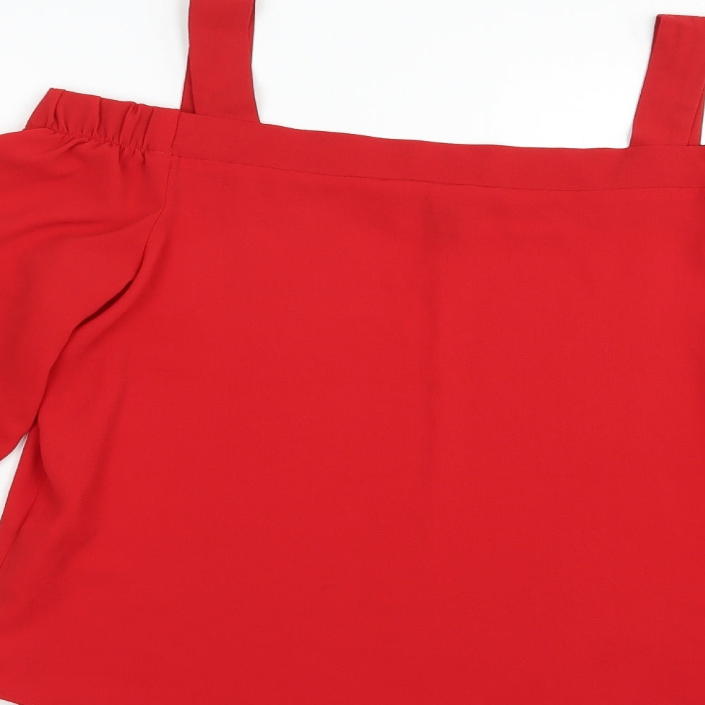 Atmosphere Womens Red  Polyester Basic Blouse Size 10 Square Neck