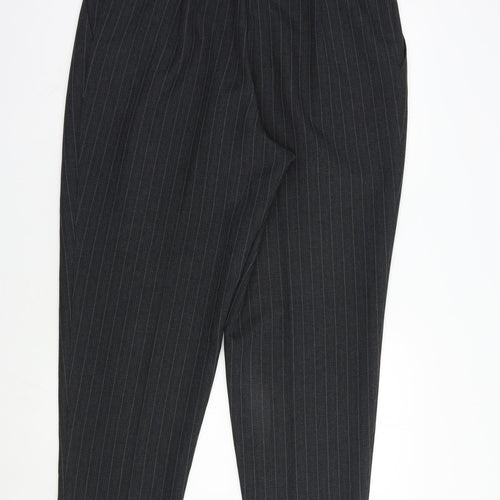Marks and Spencer Womens Grey Striped Polyester Dress Pants Trousers Size 20 L27 in Regular Button