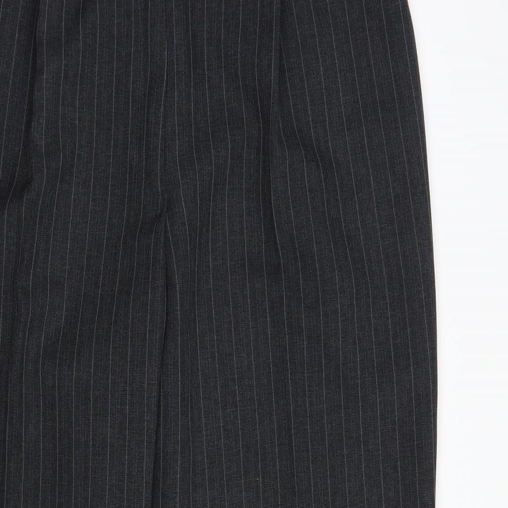 Marks and Spencer Womens Grey Striped Polyester Dress Pants Trousers Size 20 L27 in Regular Button