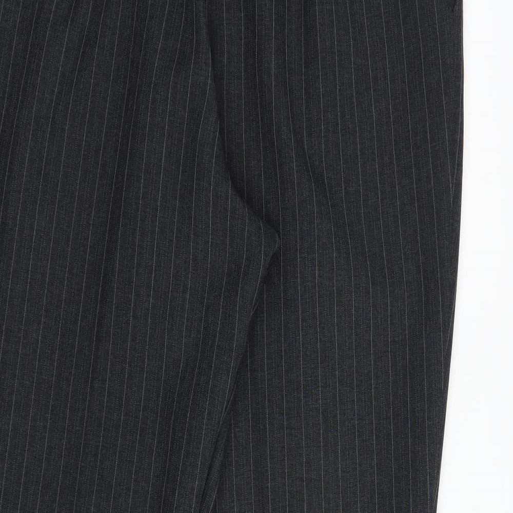 Marks and Spencer Womens Grey Striped Polyester Dress Pants Trousers Size 20 L27 in Regular Button