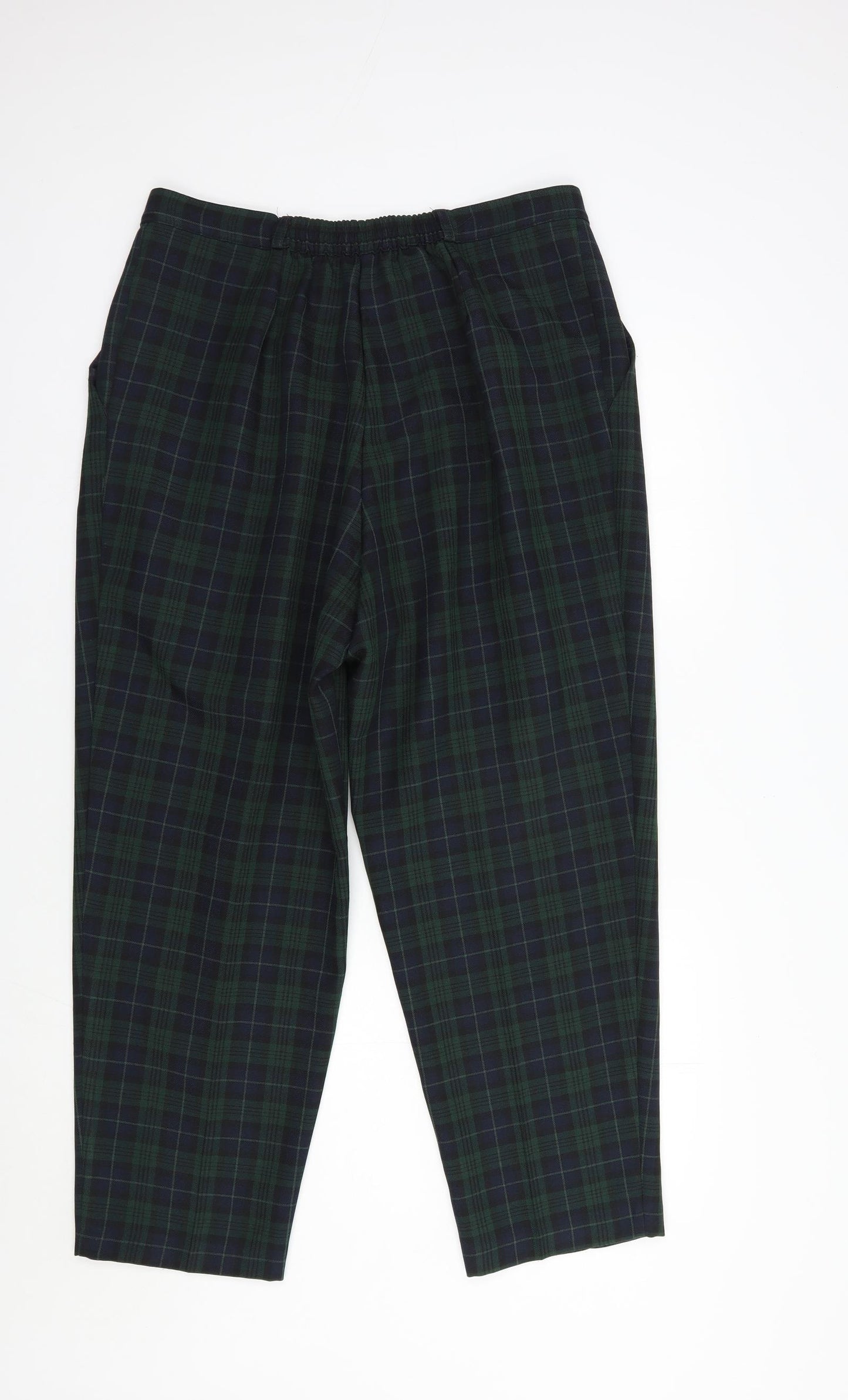 Marks and Spencer Womens Green Plaid Polyester Dress Pants Trousers Size 18 L28 in Regular Button