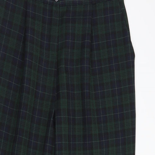 Marks and Spencer Womens Green Plaid Polyester Dress Pants Trousers Size 18 L28 in Regular Button