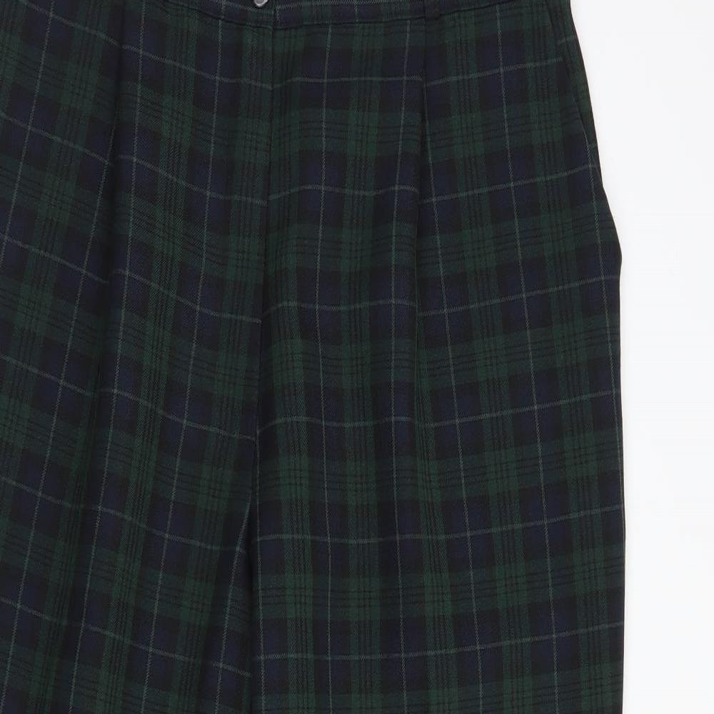 Marks and Spencer Womens Green Plaid Polyester Dress Pants Trousers Size 18 L28 in Regular Button