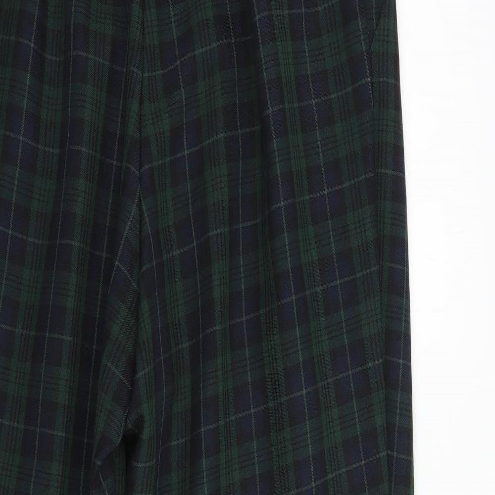 Marks and Spencer Womens Green Plaid Polyester Dress Pants Trousers Size 18 L28 in Regular Button
