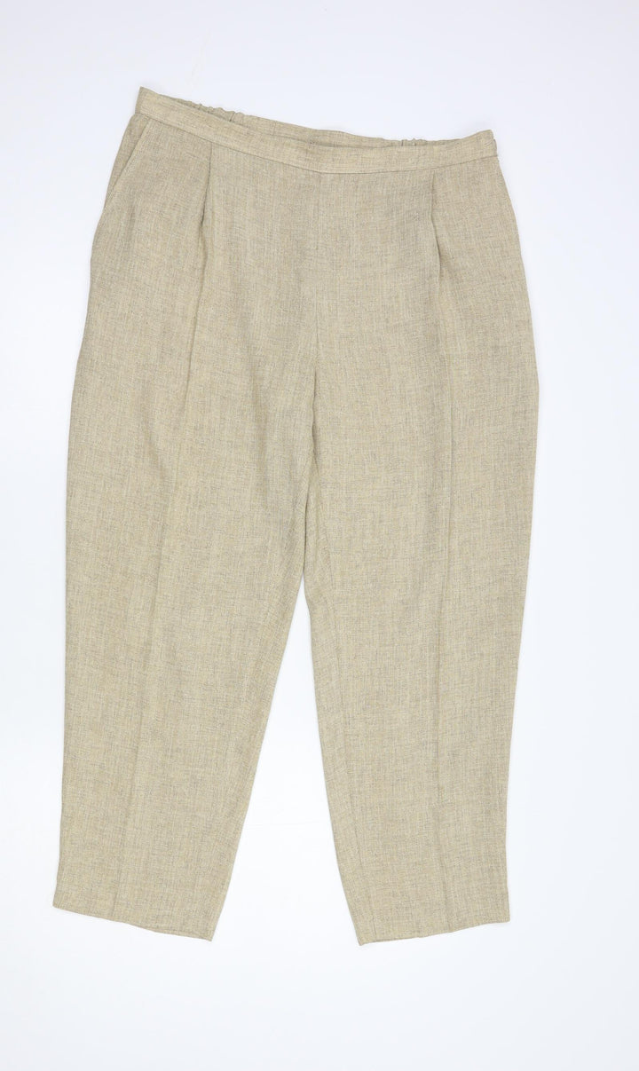 Marks and Spencer Womens Beige  Polyester Dress Pants Trousers Size 18 L27 in Regular Button