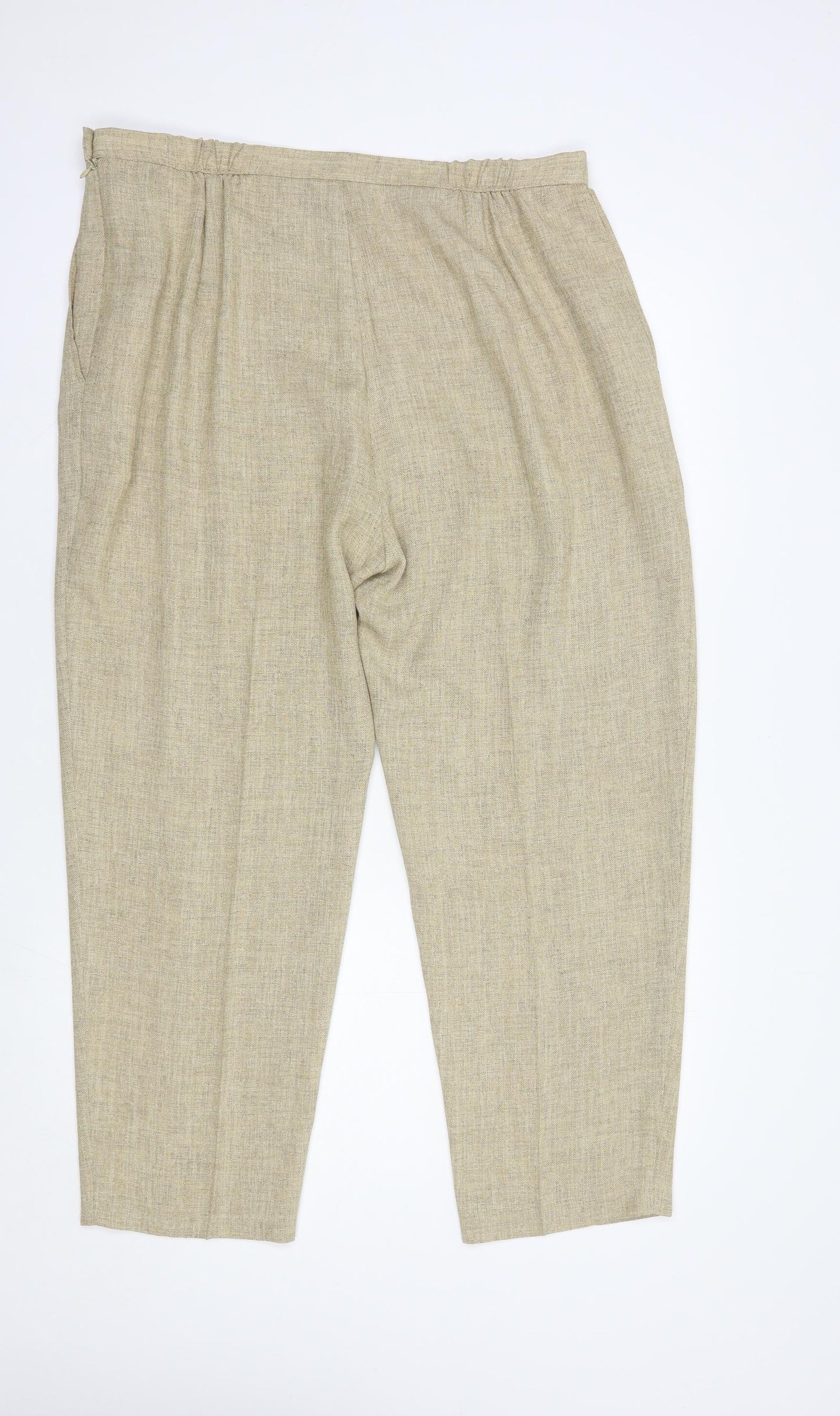 Marks and Spencer Womens Beige  Polyester Dress Pants Trousers Size 18 L27 in Regular Button