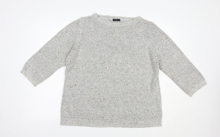 M&Co Womens Grey Boat Neck  Acrylic Pullover Jumper Size 18