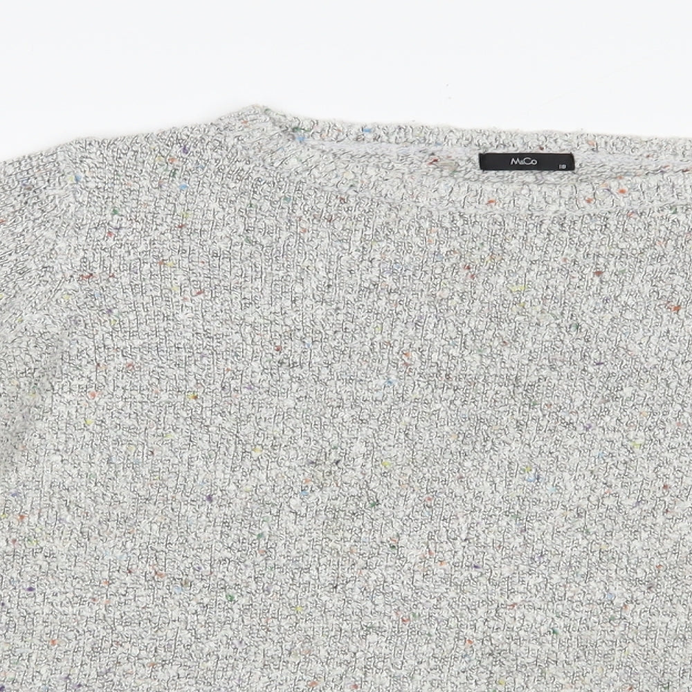 M&Co Womens Grey Boat Neck  Acrylic Pullover Jumper Size 18