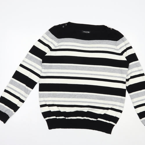 Debenhams Womens Grey Boat Neck Striped Viscose Pullover Jumper Size 18