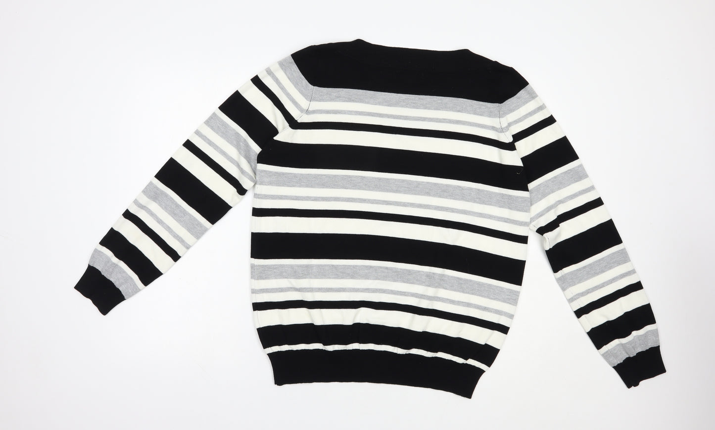 Debenhams Womens Grey Boat Neck Striped Viscose Pullover Jumper Size 18