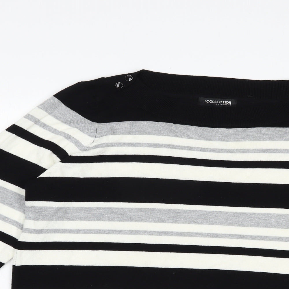 Debenhams Womens Grey Boat Neck Striped Viscose Pullover Jumper Size 18