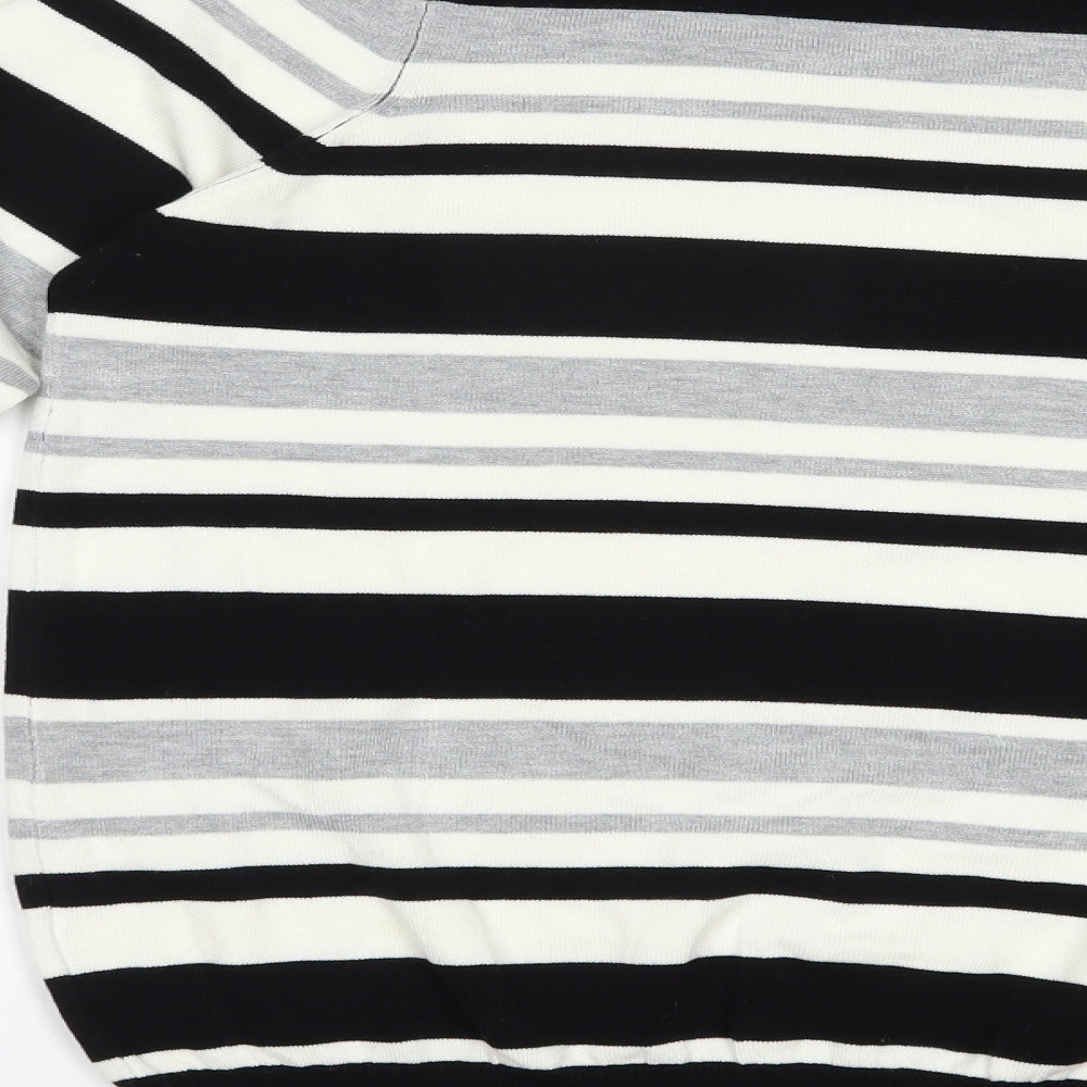 Debenhams Womens Grey Boat Neck Striped Viscose Pullover Jumper Size 18