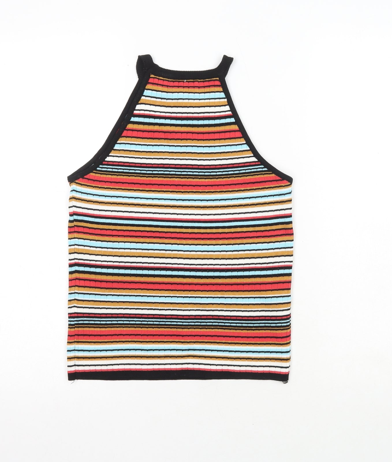 QED London Womens Multicoloured Striped Viscose Basic Tank Size S Crew Neck