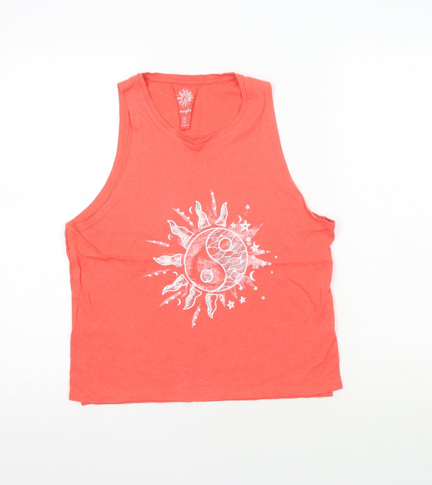 Atmosphere Womens Orange  Cotton Basic Tank Size 8 Crew Neck - Sun