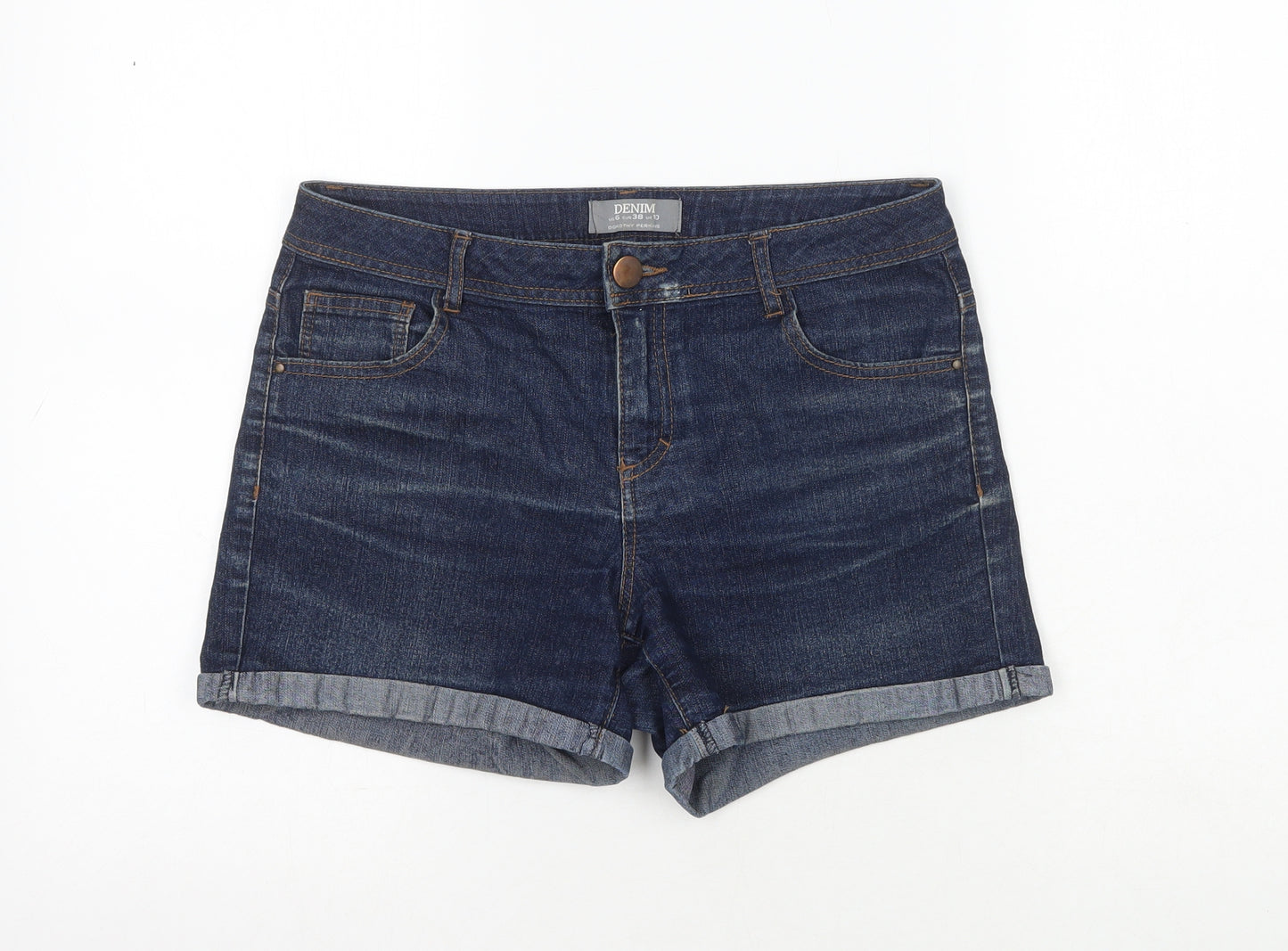 Dorothy Perkins Womens Blue  Cotton Cut-Off Shorts Size 10 L6 in Regular