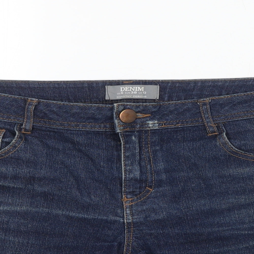 Dorothy Perkins Womens Blue  Cotton Cut-Off Shorts Size 10 L6 in Regular
