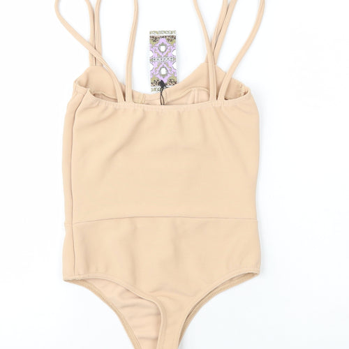 Boohoo Womens Beige  Polyester Bodysuit One-Piece Size 8