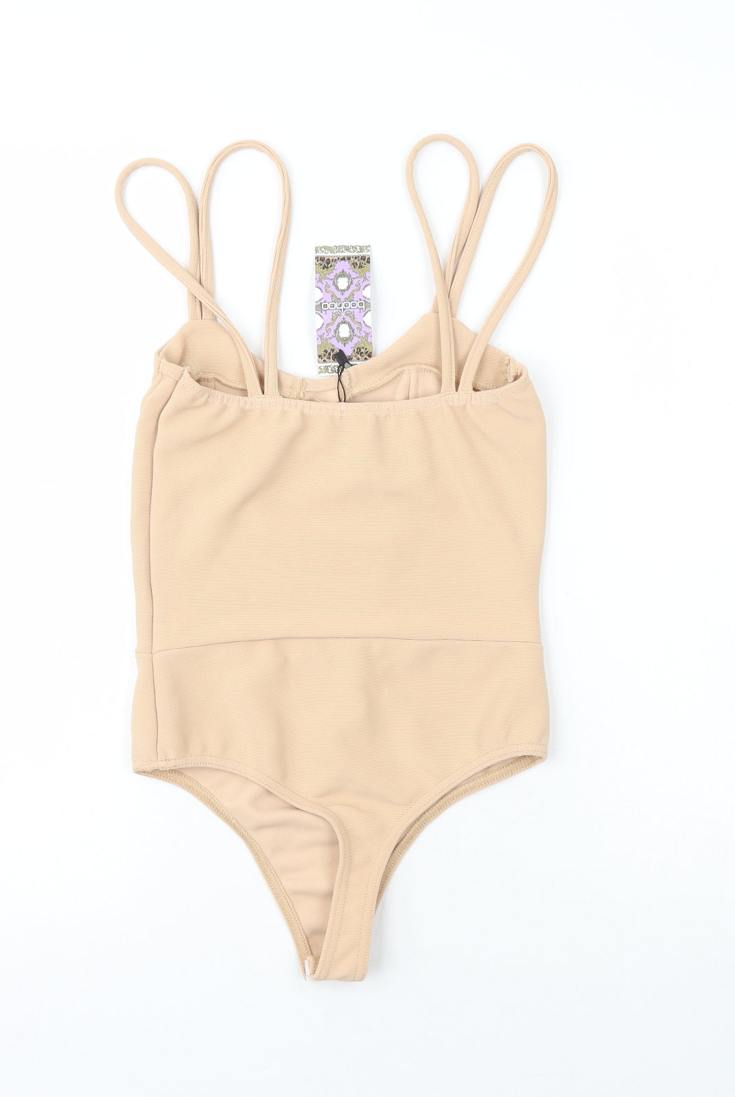 Boohoo Womens Beige  Polyester Bodysuit One-Piece Size 8