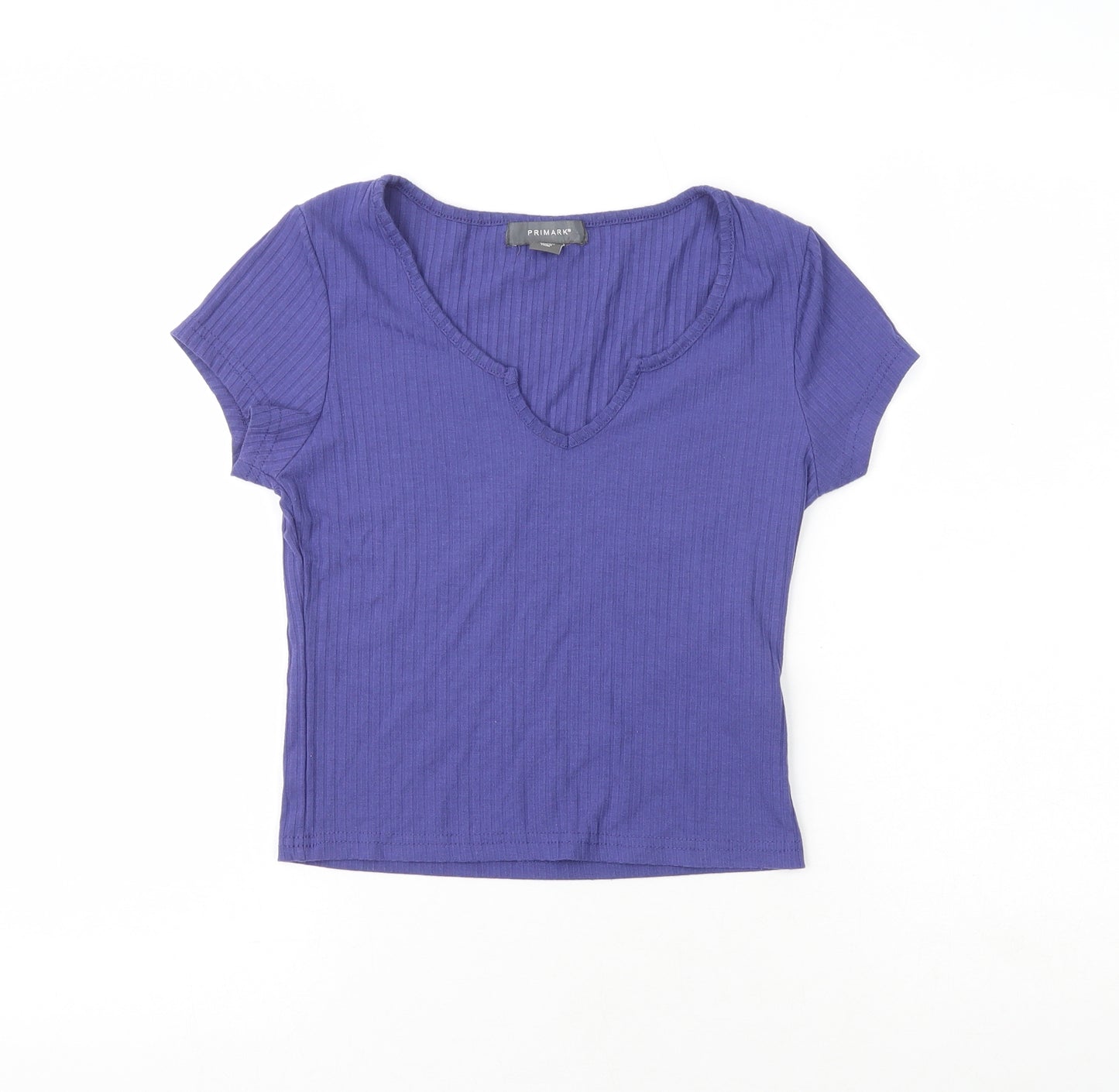 Primark Womens Purple  Polyester Basic T-Shirt Size S V-Neck