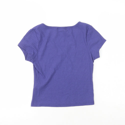 Primark Womens Purple  Polyester Basic T-Shirt Size S V-Neck