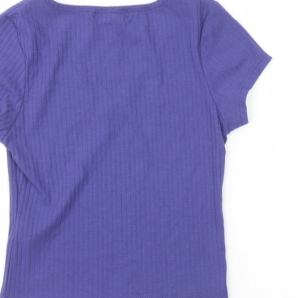 Primark Womens Purple  Polyester Basic T-Shirt Size S V-Neck