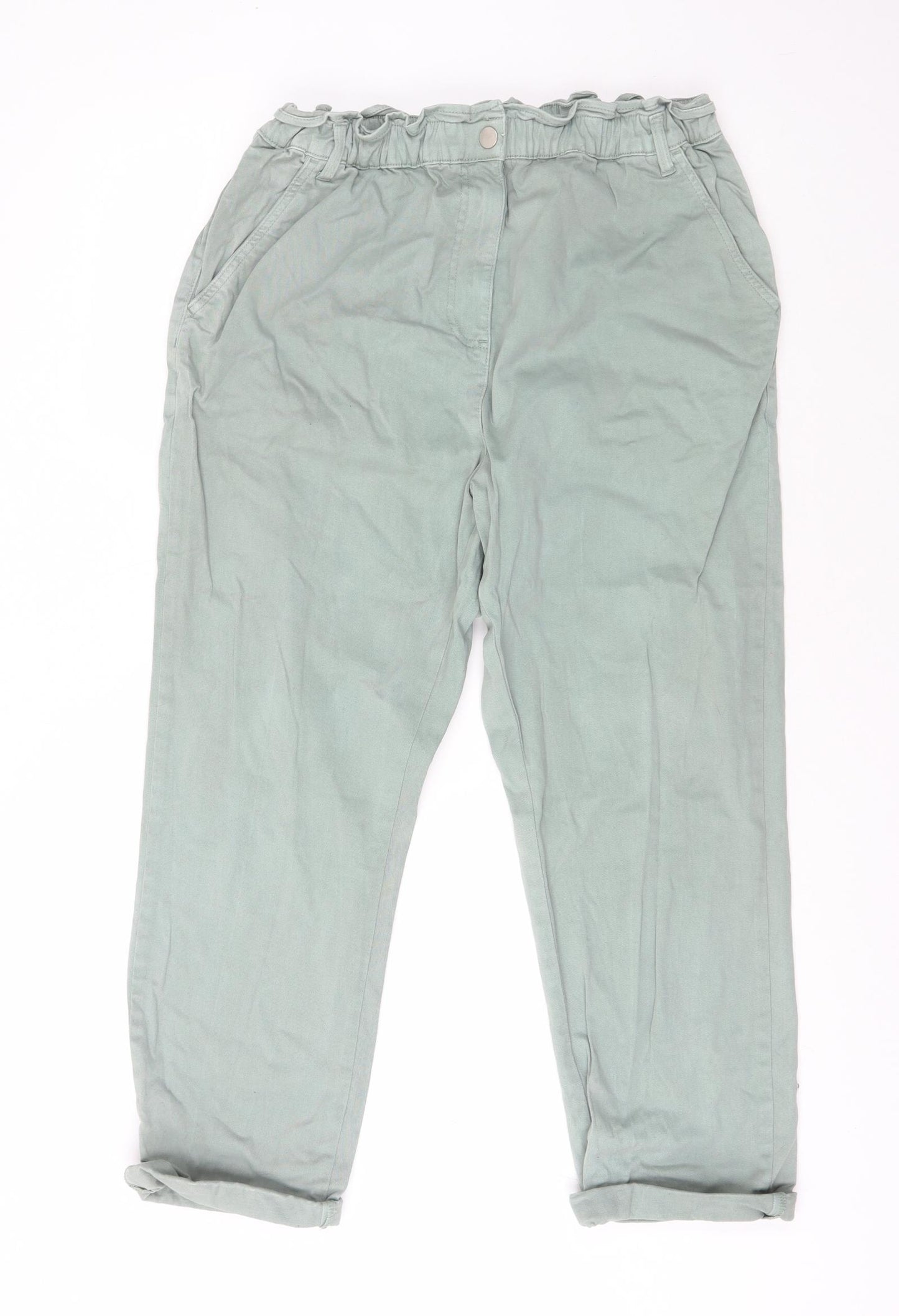 Papaya Womens Green  Cotton Trousers  Size 16 L24 in Regular