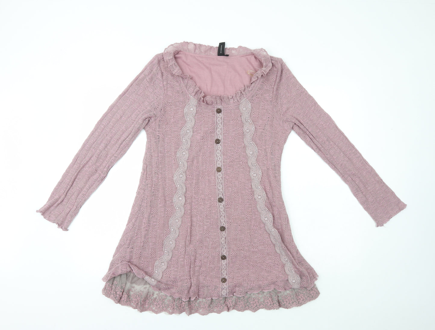 Izabel London   Womens Pink Scoop Neck  Acrylic Pullover Jumper Size 14
