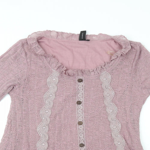Izabel London   Womens Pink Scoop Neck  Acrylic Pullover Jumper Size 14