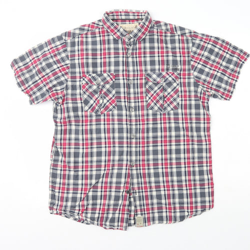 DenimCo  Mens Multicoloured Plaid Cotton  Button-Up Size L Collared
